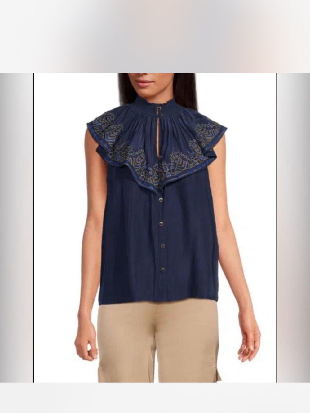 Ramy Brook Abbe Ruffled Overlay Blouse - Picture 3 of 8